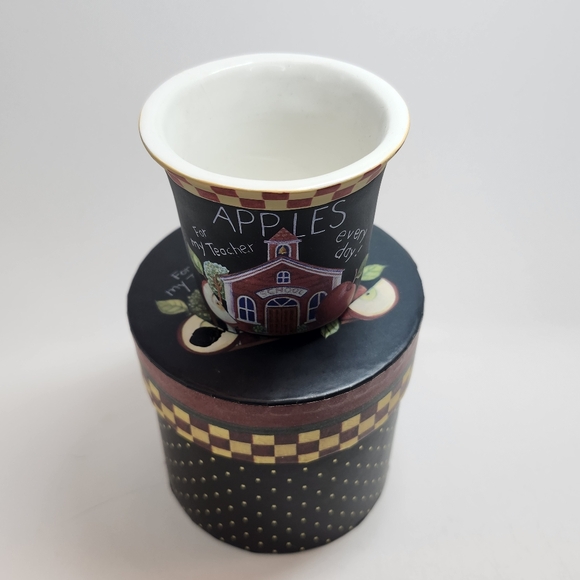 Susan Winget Porcelain Apples Votive Tealight Candle Holder in Gift Box - Picture 3 of 11